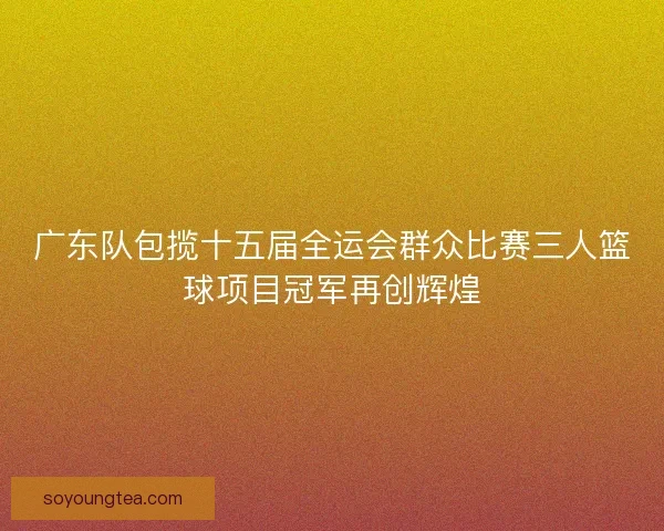 广东队包揽十五届全运会群众比赛三人篮球项目冠军再创辉煌